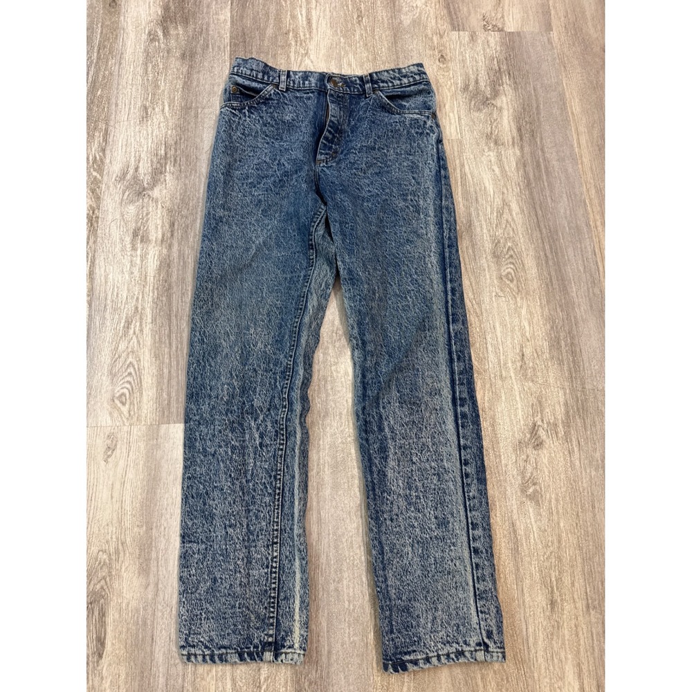 Vintage Lee Acid Wash High Waisted 90s Straight Leg Jeans Made in USA 31x32 Blue